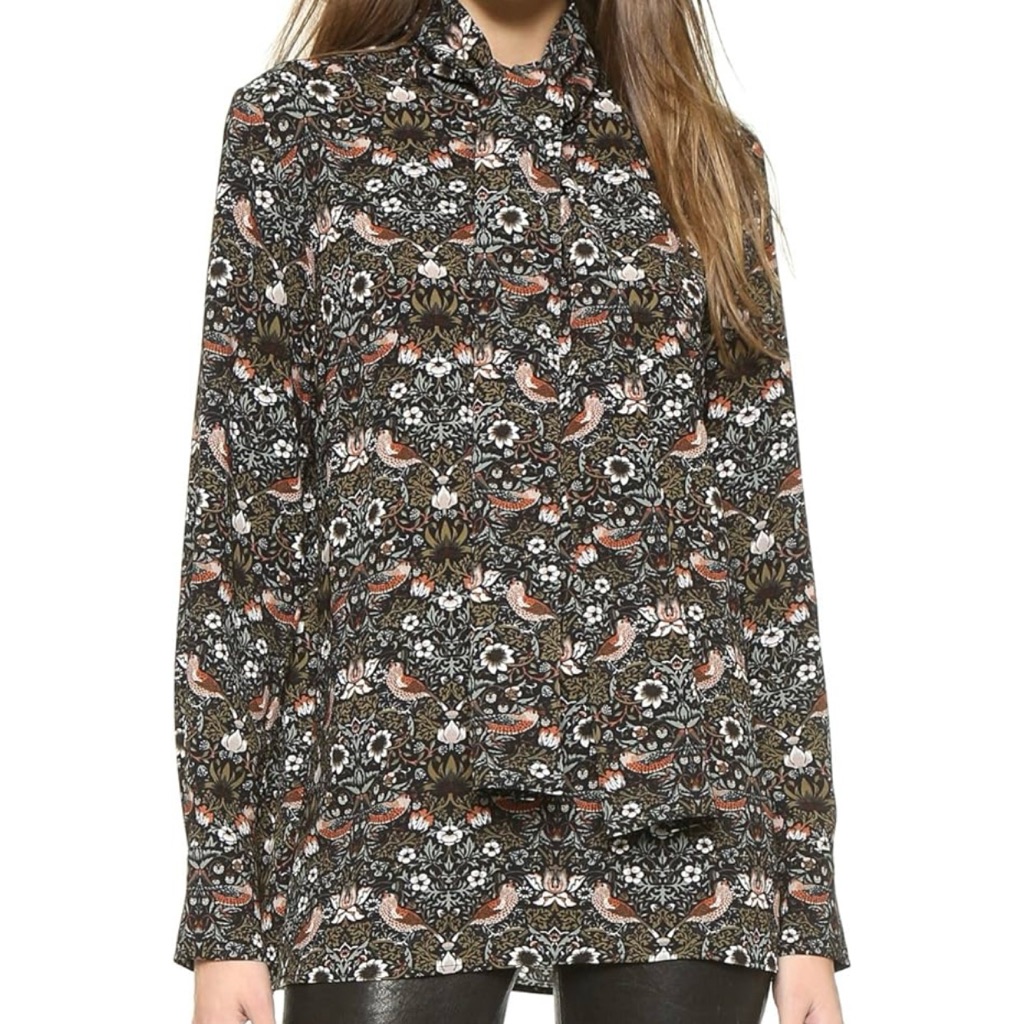 Nwt Crepe Blouse Marc By Marc Jacobs Women's Strawberry Thief Size Small $348